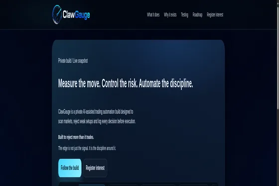ClawGauge crypto trading automation landing page