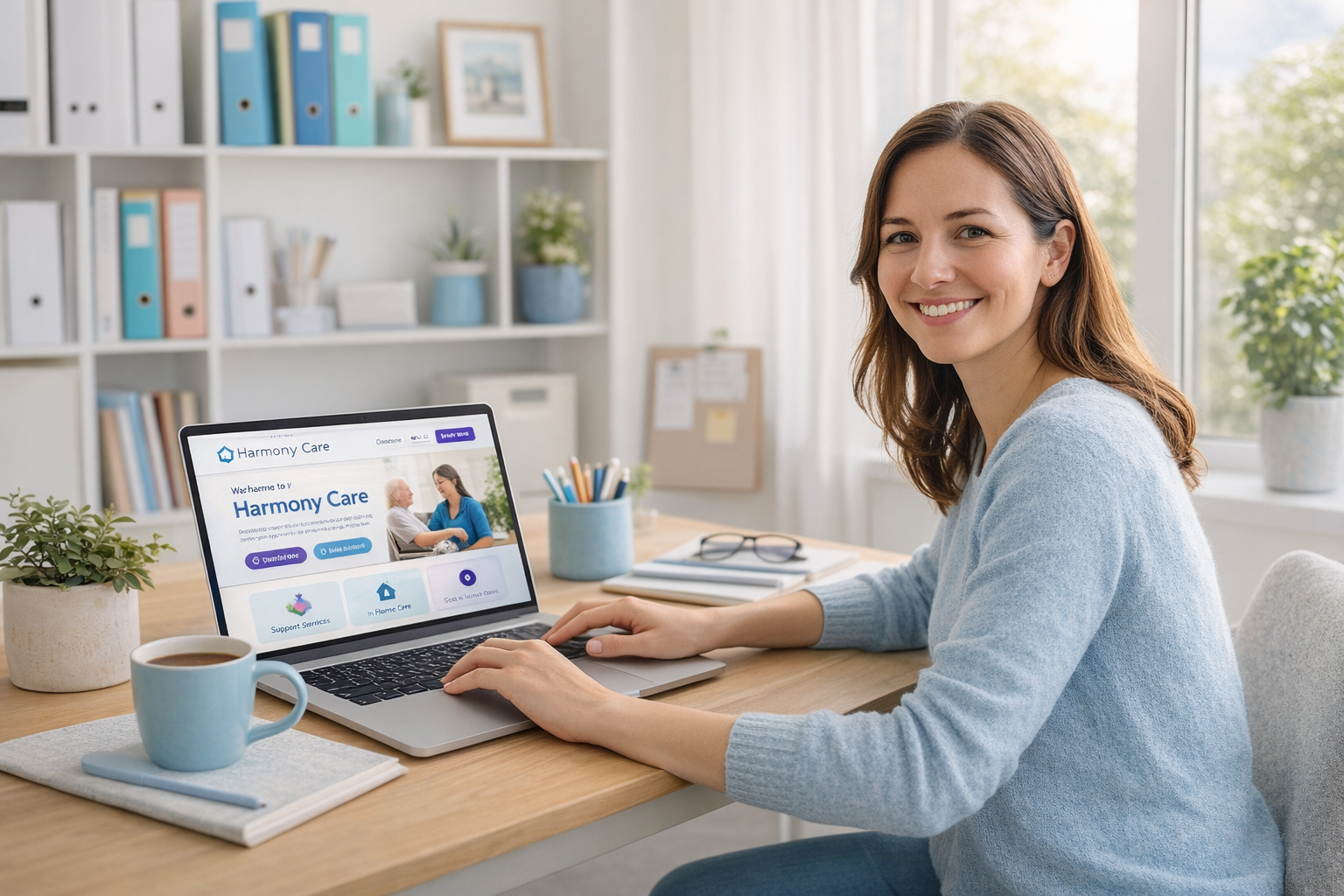 Laptop displaying a clean small business website.